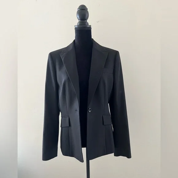 Casual Corner Black Blazer Stretch Wool Coat Size 10 - Picture 3 of 6